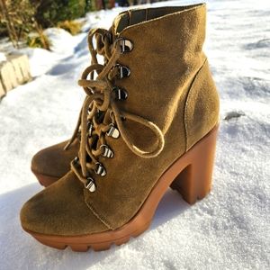 Jessica Simpson Womans Mistah Combat Boot Olive Green Size 9.5